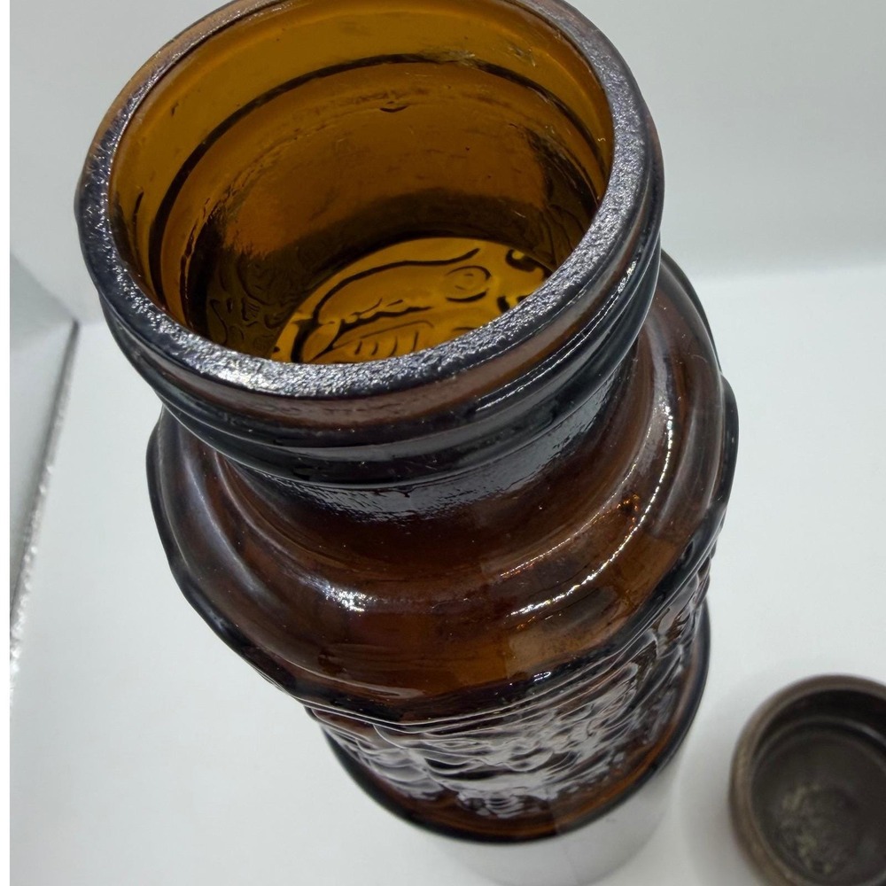 Vintage Heublein Amber Glass Tiki Totem Liquor Bottle Decanter with Cap Brown - Picture 9 of 11